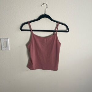 Pink cropped spaghetti strap tank top